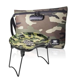 Free Boy Smell Proof Bag 11.8”X8.6 Inches Durable Smell Proof Carbon Lined Storage Bag,Travel Case & Pouch with Combination Lock+Metal Roliing Tray Cone Loader,Camoufilage