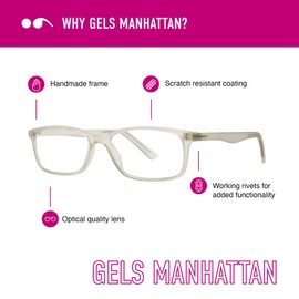 Scojo New York Gels Manhattan - anteojos de lectura, color azul marino mate, 1,50 aumentos