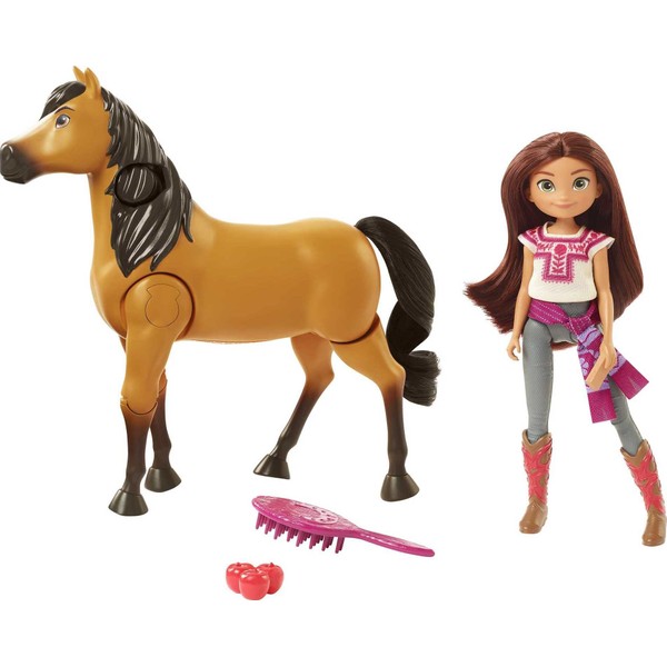 ​Spirit L'indomptable, coffret poupée Lucky et figurine cheval Spirit articulé, accessoires fidèles au film inclus, jouet pour enfant, GXF95