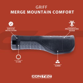 CONTEC Merge Mountain Comfort Bicycle Grips 96/140 mm D3 Tri-Component Rubber CONTEC G-Link System Left and Right Usable Black Grey Pair