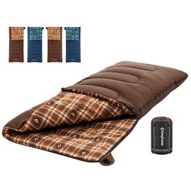 KingCamp Cotton Flannel Sleeping Bag, Envelope Sleeping Bags for Adults Cold Weather, 75x33 Extra Large, Lightweight, Water Resistant Sleeping Bags for Camping Backpacking and Hiking All Seasons
