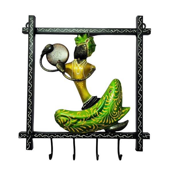 Hastvikas Handcrafted Key Holder with Figurine | Decorative Metal Key