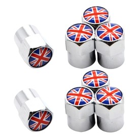 8Pcs/Set Silver Car Styling Aluminium Alloy/Copper England British National Flag Car Tire Valve Caps Wheel Tires Tire Stem Air Cap Airtight Covers, Tire Valve Stem Caps, Valve Stems and Caps