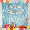 2 Pack Blue Tinsel Foil Fringe Curtain, 3.3 ft x