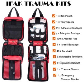 152 Piece Hiking First Aid Kit, Ifak Trauma Kit, Tactical Medical Kit Pouch Refill Supplies for Survival Camping Hiking Travel (TAN)