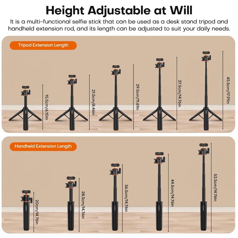 REYGEAK 21" Action Camera Tripod for Insta 360 X5/X4 Air/Ace