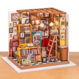 ROBOTIME DIY Miniature House Kit Miniature Dollhouse Kit Tiny House Kit for Adults Library House Kits Best Birthday Gifts for Teens(Sam's Study)