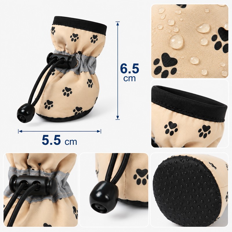 Dog Shoes for Outdoor Walking - 4-Piece Anti-Slip Paw Boots