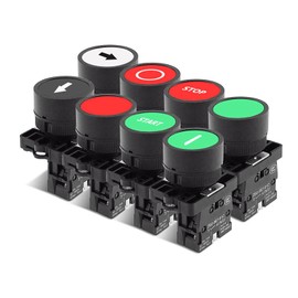 EZZON 22mm Self Reset Button Switch Start Stop Button with The Arrow Symbol XB2 Flat Touch 1NC/1NO Switch Button Series (Color : Preto)