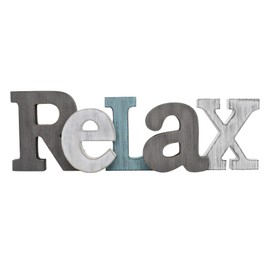 Rustic Wood Relax Sign Décor, Decorative Block Word Sign Relax Letters Sign, Hanging Wooden Relax Cutout Word Sign Wall Décor Relax Wall Decoration (Gray Relax Sign)