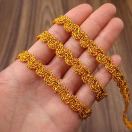 Rick Rack - Cinta de encaje trenzado para manualidades, costura (dorado)