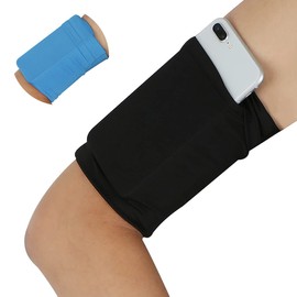 Fopor - pulsera para teléfono celular, correa para el brazo de teléfono y bolsillo para correr y caminar, L 6'' X W 4.5'', Azul puro + negro puro.