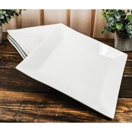 Ebros Gift Pack Of 4 Kitchen And Dining Modern Contemporary Design Porcelain Square Appetizer Plates 8.25" Wide Restaurant Supply Grade For Salad Dessert Hors d'oeuvre Fruits