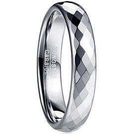083BASE Women's / Men's Silver 2 mm Wide Dome Shape and Comfort Fit Design Stone Unisex Tungsten Rings for, Tungsten