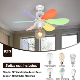 Socket Fan Light - Ceiling Fan with Light and Remote/Socket Expander, DIY Light Source Lighting Fan - 3 Adjustable Fan Speed/Brightness Settings, Ceiling Lights, LED Lights for Bedroom, Bathroom