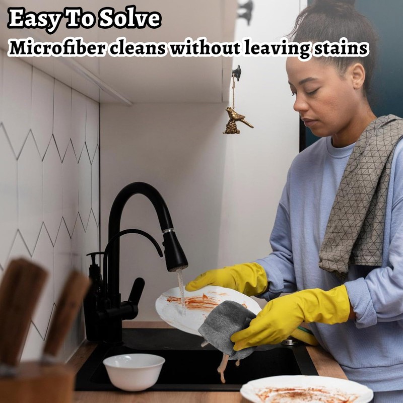 2PCS Magic Cleaning Cloth,Reusable Streak,Free Microfiber Rags for Shower Glass,Kitchen