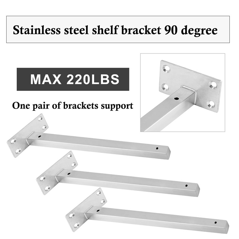 Luomorgo 4 Pcs 16" Floating Shelf Bracket Stainless Steel Heavy