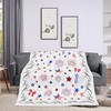 Luxury Plush 4th of July Patriotic Blanket Stars Fireworks Flower