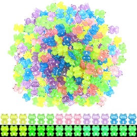Seenelling 200 Pcs Luminous Mini Resin Frogs Glow in The Dark Mini Animals Tiny Plastics Frogs Miniature Figurines for Garden DIY Landscape Craft Ornament Accessories (Mixed Colors)
