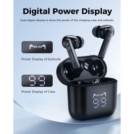 W28 True Auriculares inalámbricos con Bluetooth avanzado 5.3, duración de batería extendida de 48 horas, visualización LED intuitiva, funda de carga compatible con Qi, sonido HiFi superior y