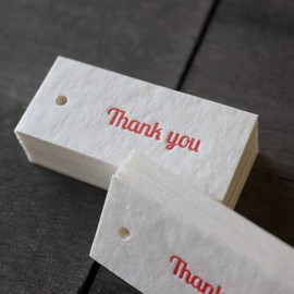 BAY LETTERPRESS Thank You Tags, Typography, Wrapping, Wedding, Petite Gift, 0.9 x 2.1 inches (24 x 54 mm), 50 Sheets
