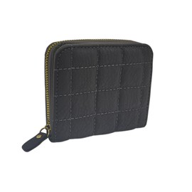 FuninCrea Ladies Purse Wallet, PU Leather Purse with Multiple Card Slots and Compartments, Lady Credit Card Holder with Zipper, Solid Color Wallet with Embroidery Pattern for Women, Girls (Grey)