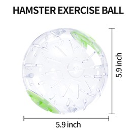 5.9 Inch Hamster Ball, Running Ball Toy, Transparent, Breathable, Promote Exercise Health, Reduce Stress, Easy to Clean, Hamster Accessory, for Syrian Dwarf Hamster, Gerbils, Mice, Small Pets, Green