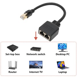 CAT8 RJ45 Ethernet Splitter Cable Extension 1 to 2 Port Excellent Connection transmissions Splitter Ethernet Socket Connector Adapter , RJ45 Ethernet Splitter Cable , RJ45 Ethernet Adapter Cable RJ45