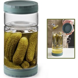 2 Pack 36oz Glass Pickle Jar with Strainer Flip, Airtight Olive or Kimchi Hourglass Container, Pickle Flip Holder Separate Food from Pickle Juice, Green - Color: 1 Pack Green