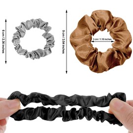 6 Pieces Satin Hair Scrunchies Women Hair Ties Elastic Hair Bands Ropes Girls Hair Ties 2 Different Sizes
