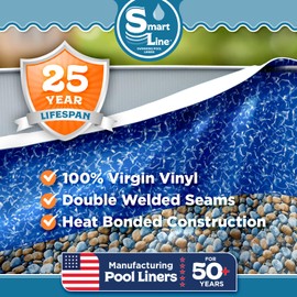 Smartline 12 ft Round Swimming Pool Liner | Bedrock | Overlap Style | 48-52 Inch Wall Height | 25 Gauge Heavy Duty Virgin Vinyl | Designed for Steel Sided Above Ground Pools
