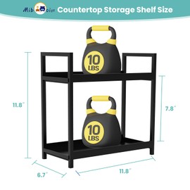 miboim 2Tier Countertop Bathroom-Small Book Shelf Organizer for Plants,Makeup,Skincare,Perfume,Countertop Display Rack for Bedroom/Living Room/Bathroom/Kitchen,Black Storage Bookshelf