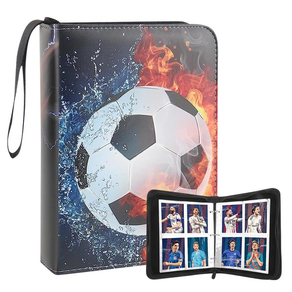 LUFEIS Football Card Holder, 480 Pockets Trading Card Album for Football, Football Card Folder with Zipper and Handle Strap, Trading Card Binder with Removable Sleeves for Trading Cards, Game Cards