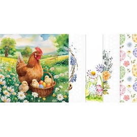 VBS Servietten-Set Easter Time für Ostern, 20 Stk., 5 Motive, 33x33 cm, Papier, einseitig bedruckt, ideal zum Dekorieren und für Decoupage-Technik.