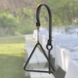 12'' Triangle Dinner Bell Cast Iron Bell with Hanger & Call Striker Ringer for Outdoor, Wall Mounted, Home, Barn, School, Church, Playground