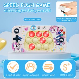 Ainiv Pop it Fidget Toy, Quick Push Game Push and Pop Bubble Sensory with Music, Fidget Toy, Pop It Fidget Toy, Puzzle Game Machine, Electronic for Boys and Girls
