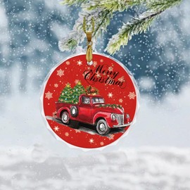 Christmas Decoration Hanging Ornaments, Crystal Ornaments for Christmas Tree, 2024 Christmas Ornaments for Hanging to Decorate Office, Christmas Party, Classroom, Shop, Restaurant, Fireplace （Truck