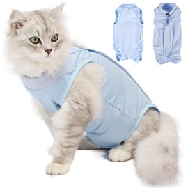 Cat Surgery Suit Surgical Cat Professional Recovery Suit for Abdominal Wounds or Skin Diseases, E-Collar Alternative for Cats and Dogs, After Surgery Wear, Cat Surgical Mask (S, Blue)