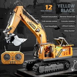 RC Construction Excavator Toy for Kids - 2.4GHz Remote Control, 680¬∞ Rotation, Realistic Lights & Sounds, Rechargeable Battery, Multi-Function Operation, Perfect for Indoor & Outdoor Play,Ideal Gift for Boys and Girls Ages 3+:_Excavator  dump truck set