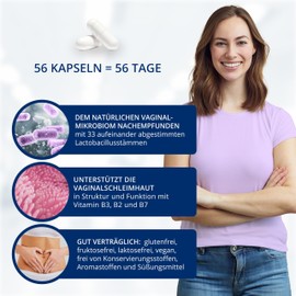 Kijimea FloraCare – dem natürlichen Vaginalmikrobiom nachempfunden | 33 speziell aufeinander abgestimmte Milchsäurebakterien in besonders hoher Dosierung sowie Vitamin B2, B3, B7 und Zink - 56 Stk