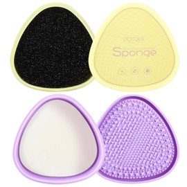 Docolor Juego de limpiador de brochas de maquillaje, limpiador de jabón sólido con esponja de eliminación de color, limpiador de brochas de maquillaje de silicona, fácil de limpiar mezcladoras, champú elimina el color de las sombras