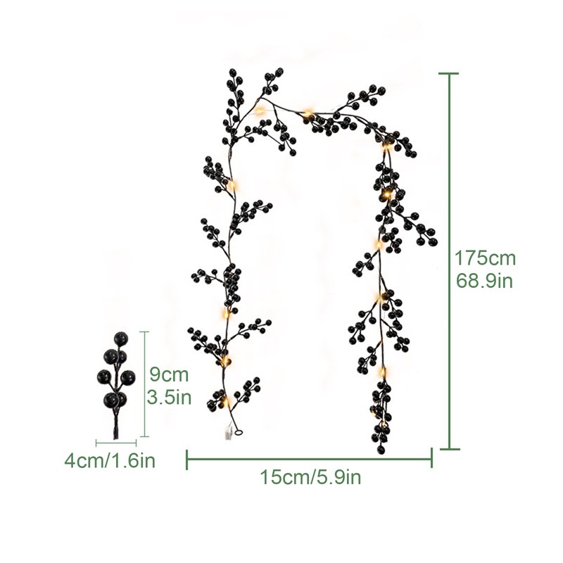 Artificial Berry Rattan with Black Berries Christmas Decoration Rattan for