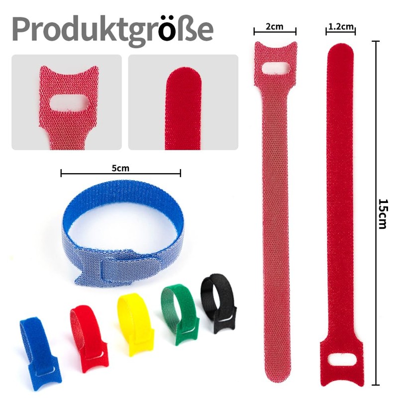 Pack of 120 Velcro Cable Ties, Cable Ties, Velcro Cable