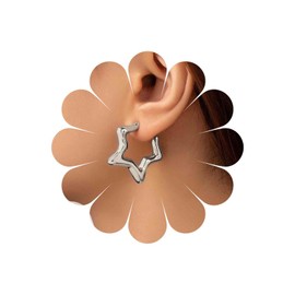 Xmsrn Vintage Hollow Star Earrings Large Hoop Drop Earrings Star Hoop Huggie Earrings Open Star Dangle Earrings for Women