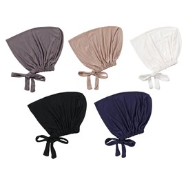 Anlising 5PCS Under Scarf Hat Hijab Cap, Women Hijab Caps with Tie Back Closure, Hijab Cap Islamic, Islamic Hijab Hat, Muslim Under Scarf Hijab Cap, Women Hijab Undercap Muslim, for Women(5 Colours)