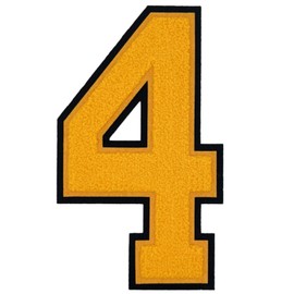 1 Pcs 8.0" Yellow Chenille Number Patches, Iron On or Sew On Appliques for Clothing, Jackets, Backpacks Varsity Style Large Number Patches Pair with Varsity Letter Patches (Yellow 4)
