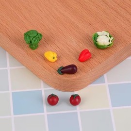 7Pcs Miniature Food Mini Vegetables Figurines Miniature Vegetables for Miniatures Food Kitchen Mini House Store, Mini Realistic Clay Food Tomato Cabbage Pepper, Décor