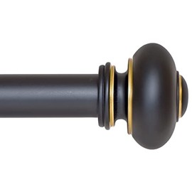 Ivilon Drapery Window Curtain Rod - Knob Design, 1 Inch Rod, 16 to 28 Inch (Side Curtain Rod), Antique Black