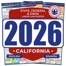 2026 California State and Federal Labor Law Poster - English Spanish Combo Pack - OSHA Workplace Compliant - Mandatory Regulations Posting for Employees - All-In-One Required Compliance Posting 17" x 40" Laminated (Combo)