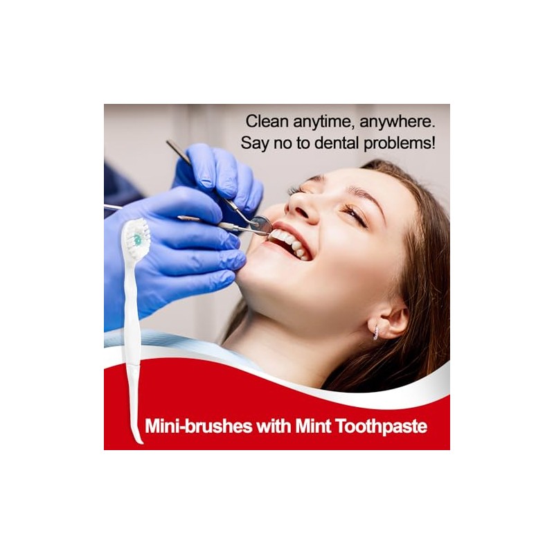 Mini Disposable Toothbrushes with Toothpaste and Toothpick, Tongue Cleaners, Reduce